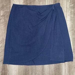 Navy Faux Wrap Skirt